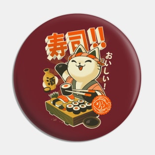 Sushi Chef - Cute Kitchen Kitty - Japanese Restaurant Pin