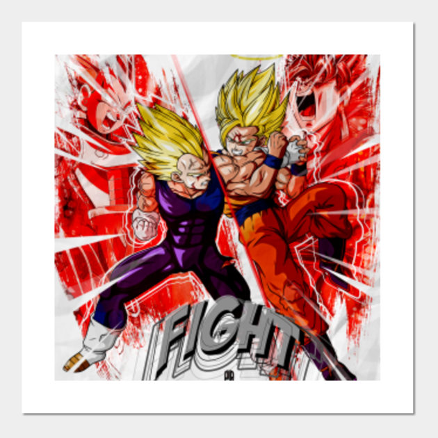 Goku Vs Vegeta Dbz Dragon Ball Z Affiche Et Impression D Art Teepublic Fr