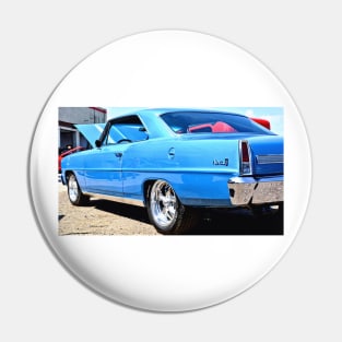 Blue Chevy Nova Hot Rod Pin