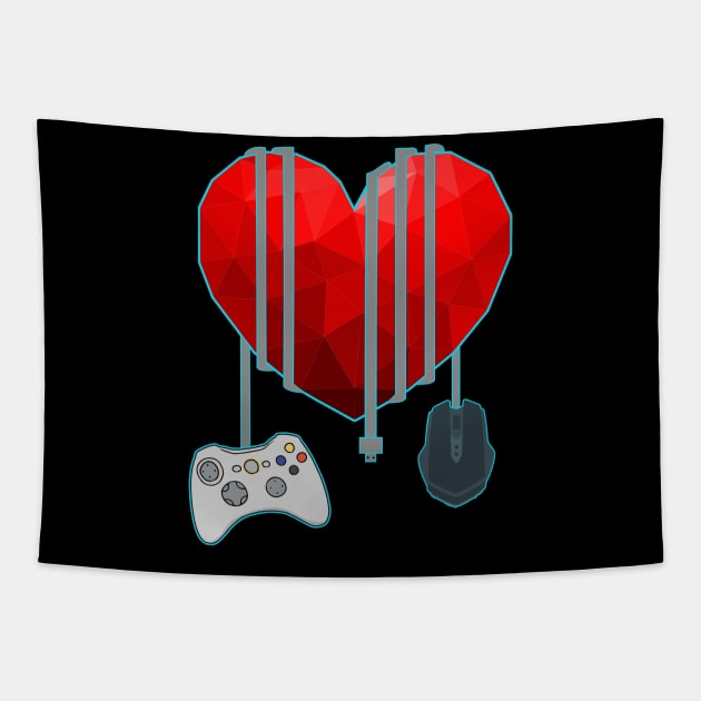 Gamer couple valentine day gift Tapestry by Flipodesigner