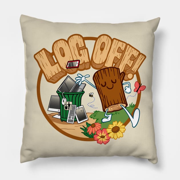 Log Off ~ Go Outside and Touch Grass Pillow by CTKR Studio