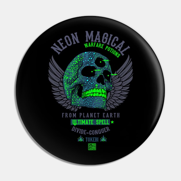 Neon Magical Warfare Potions Skull Pin by TOKEBI