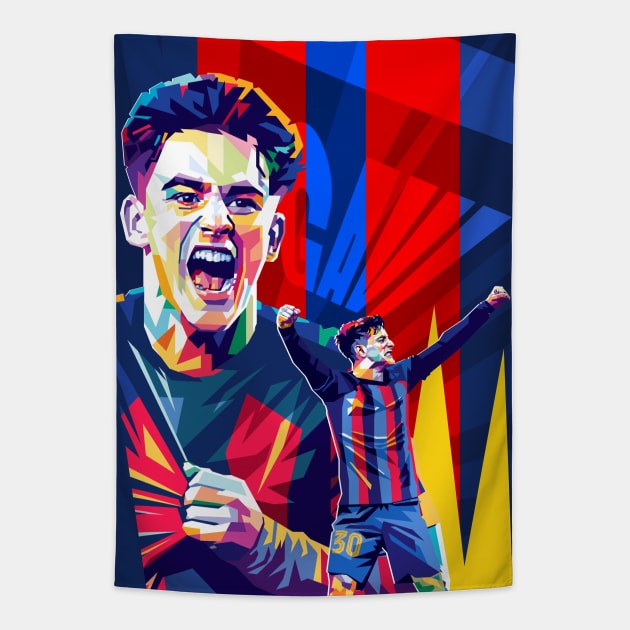 Gavi Fan art colorful portrait illustration Tapestry by RJWLTG