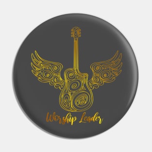 Worship leader - Golden Guitar with Wings Pin