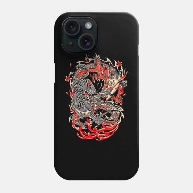 Dragon Tiger fighting Phone Case by noorshine