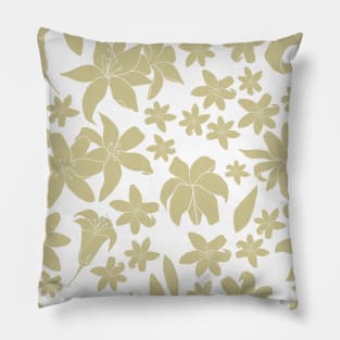 Lily Flower Pattern in Khaki Pillow