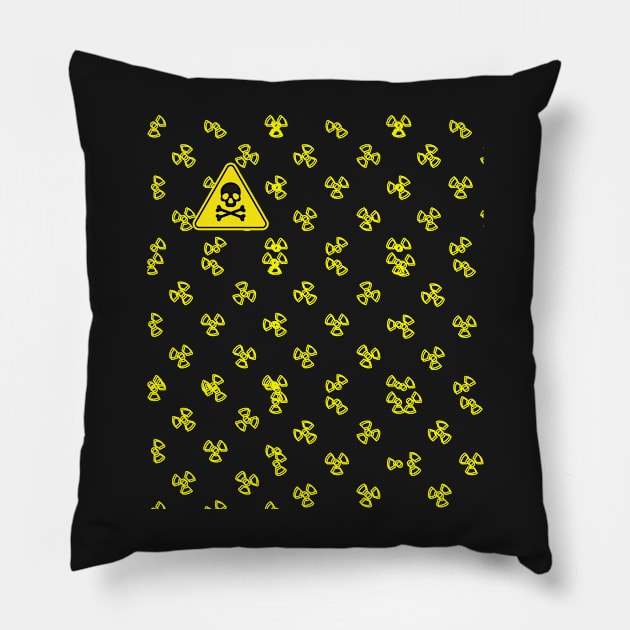 Radioactive Warning Sign Pillow by JEWEBIE