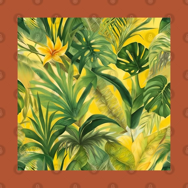 Vintage Vibe Beautiful Tropical Big Leaf Pattern by taiche