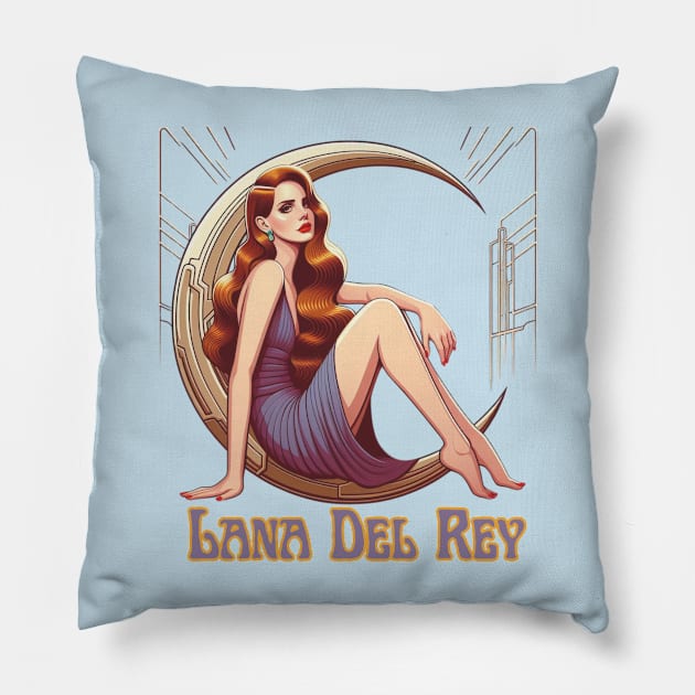 Lana Del Rey - Deco Moon Pillow by Tiger Mountain Design Co.