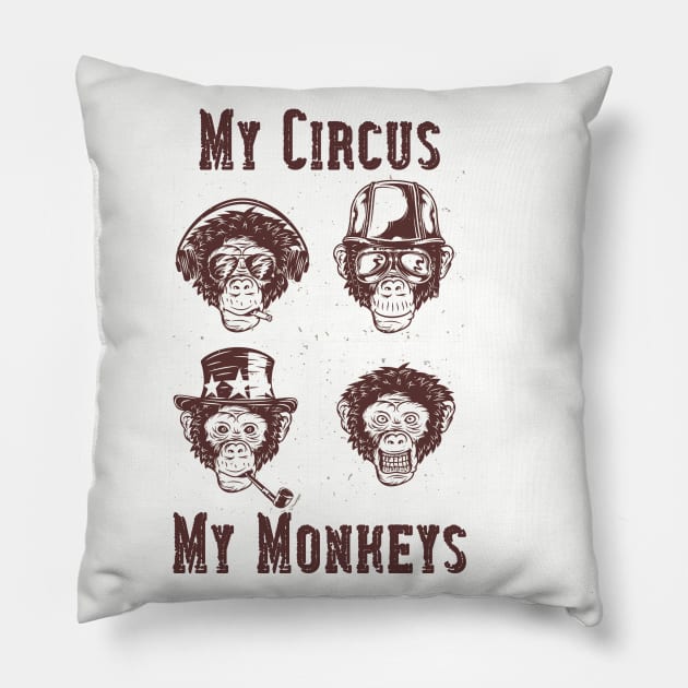 My Circus, My Monkeys Pillow by DavidIWilliams