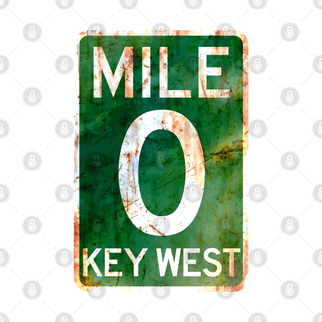 Mile 0 Key West Florida A1A Rusted by TravelTime