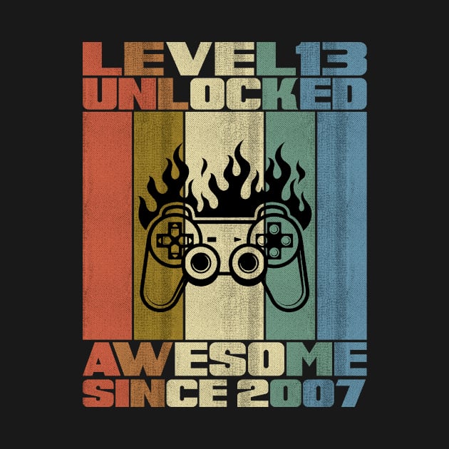 Level 13 Unlocked Birthday 13 Years Old Awesome Since 2007 by 5StarDesigns