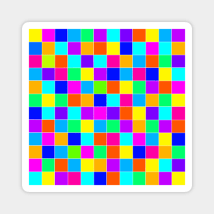 Random Colorful Squares With White Lines Magnet