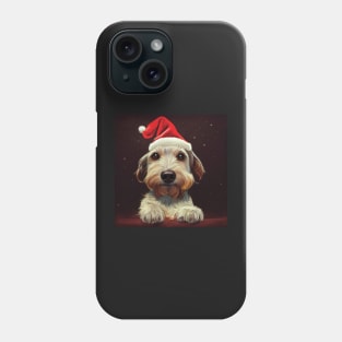 Cute Christmas Cockapoo Puppy in Santa Hat Art Phone Case