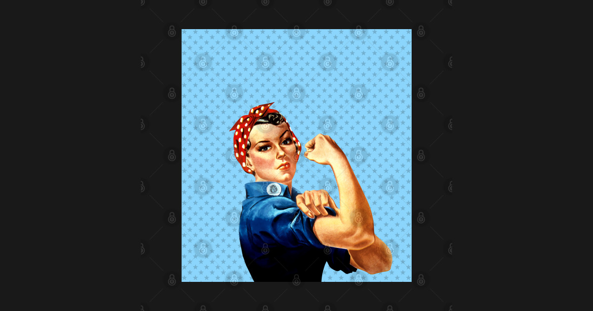 Rosie the Riveter Blue Background with Star Pattern Rosie The