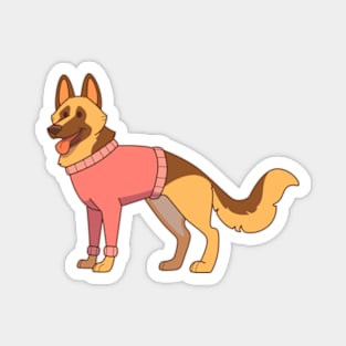 German shepherd wearing a red sweater Magnet