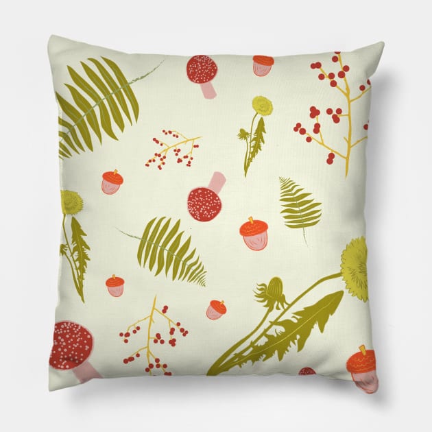 Forest Gems - Nature Illustration Pillow by sadsquatch