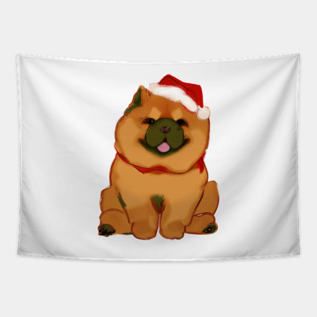 Cute Chow Chow Drawing Tapestry by Play Zoo