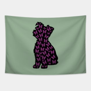 Yorkshire Terrier Dog Silhouette with Butterflies Tapestry