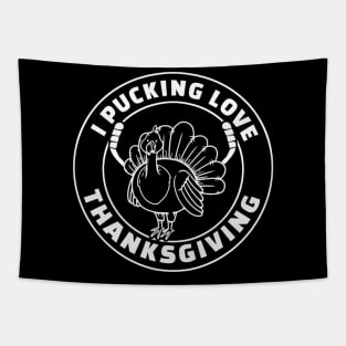 Thanksgiving Hockey I Pucking Love Thanksgiving Turkey Ice Hockey Tapestry