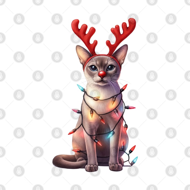 Christmas Red Nose Singapura Cat by Chromatic Fusion Studio