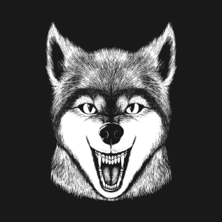 Snarling Wolf - Blanc T-Shirt