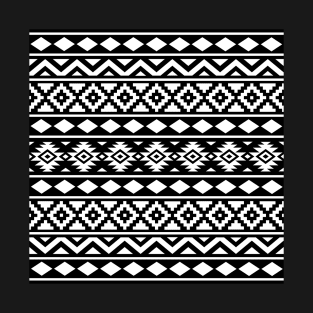 Aztec Essence Pattern White on Black T-Shirt