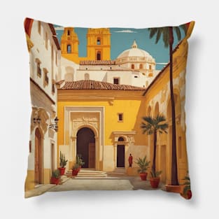 Cordoba Spain Travel Tourism Retro Vintage Pillow