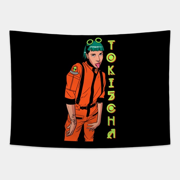 Tokischa Orange Jumpsuit Tapestry by liomal