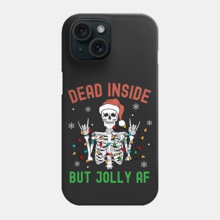 Dead Inside But Jolly AF Rocker Skeleton Santa Phone Case