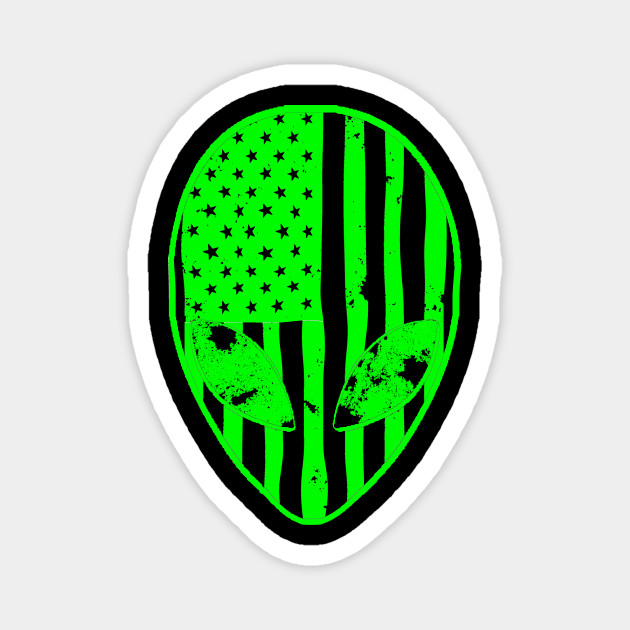 Green Alien Head With The Distressed Usa American Flag Ufo Area 51 T Shirt Alien Magnet Teepublic