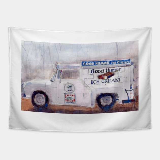 Ice Cream Truck Vintage Tapestry by dfrdesign