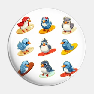 Surfing Birds Pin