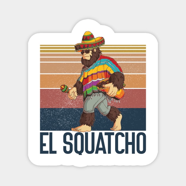 El Squatcho Poncho Western Bigfoot Sombrero Funny Sasquatch Magnet by GShow