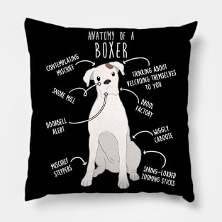 Boxer Dog White Check Anatomy Pillow