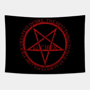 Lucifer Morningstar Quote, Follow your desire, Tv Series fan art, Pentagram Lucistar Tapestry