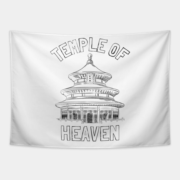 Temple Of Heaven Sketch Tapestry by Claudia Williams Apparel