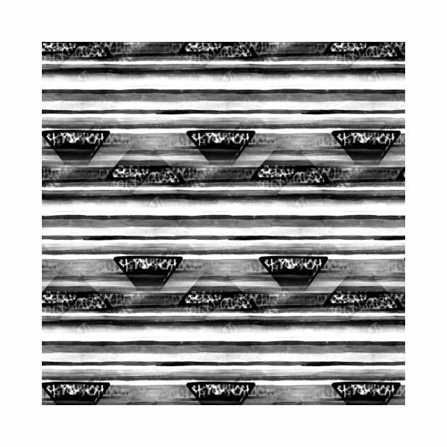 Black and White Serape Leopard by Moon Art