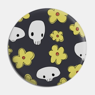 Skulls and flowers Pin