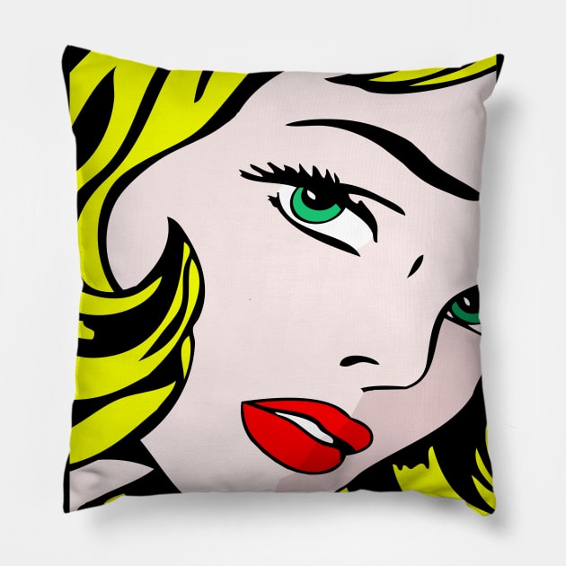 Green-Eyed Blonde Pillow by RockettGraph1cs