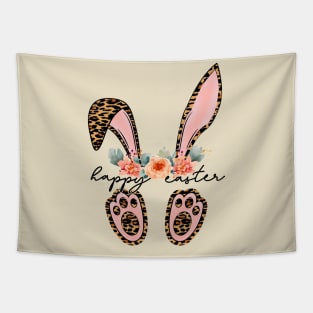 Leopard bunny floral Happy Easter Tapestry