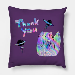 "Thank You" Space Holographic Cat Pillow