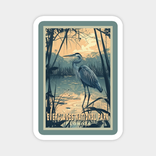 Everglades National Park Vintage Travel  Poster Magnet by GreenMary Design