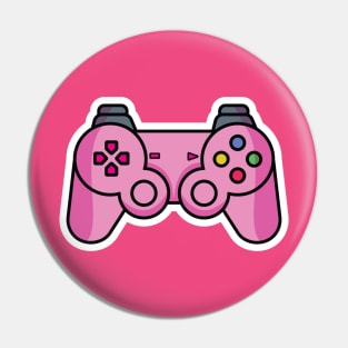 Joystick Controller and Game Pad Stick Sticker vector illustration. Sports and technology gaming objects icon concept. Video game controller or game console sticker logo design with shadow. Pin