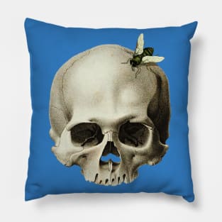 Skull with a fly around Pillow