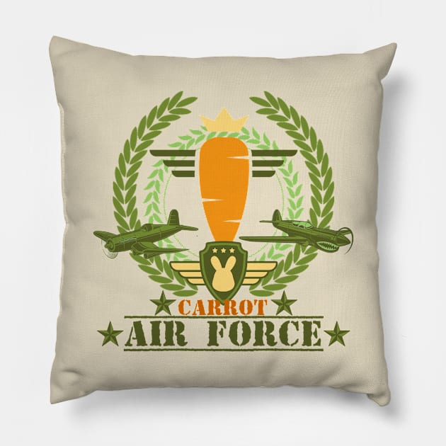 Carrot Air Force Pillow by Spacecoincoin