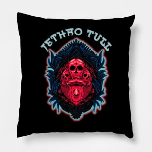 demon skull and buffalo ~ Jethro tull Pillow