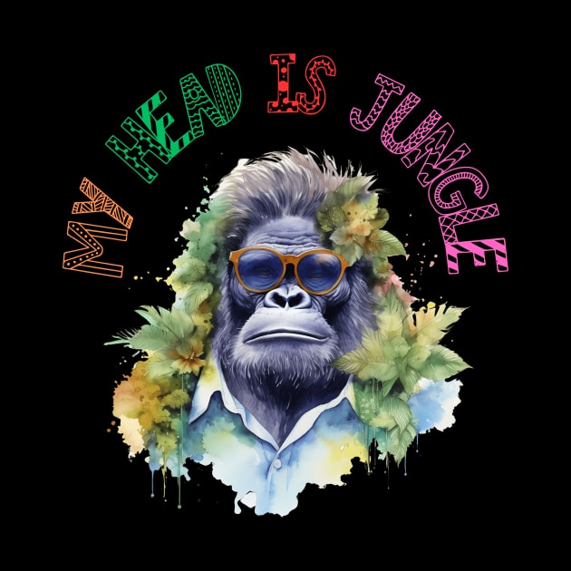 My head is Jungle Gorilla Funny T-shirt by PC SHOP