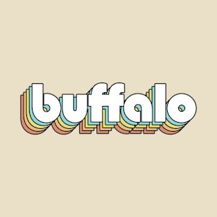 Buffalo - Retro Rainbow Typography Faded Style T-Shirt