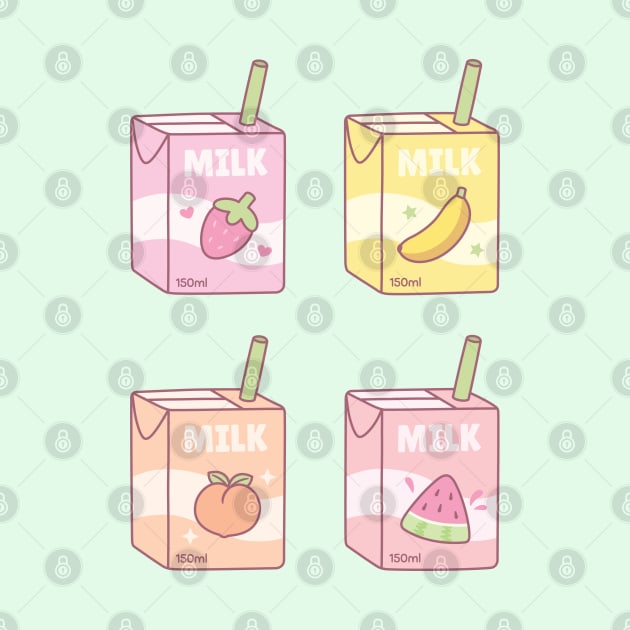 Assorted Fruits Flavored Milk Boxes Doodle by rustydoodle